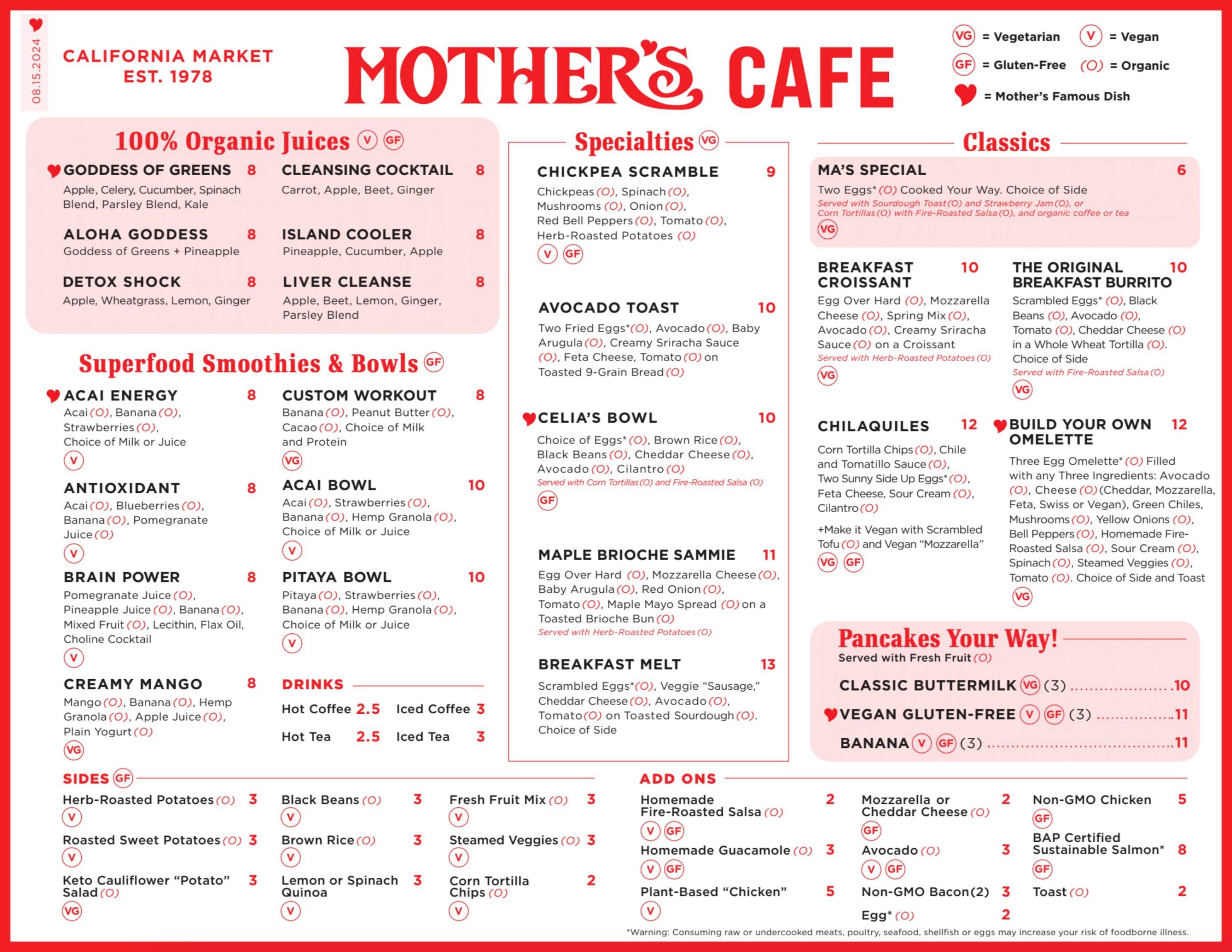 image of cafe menu